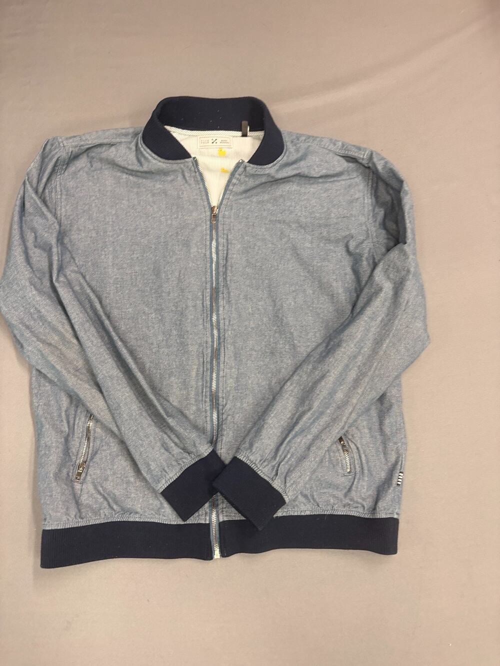 Five Four Bomber Jacket Mens Large Blue Full Zip Mock Neck Lined